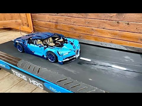Lego Bugatti Race In GYM! Lego Car Drag On Treadmill