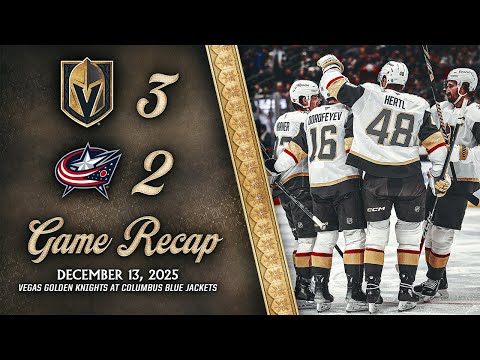 HIGHLIGHTS | Vegas Golden Knights 3, Columbus Blue Jackets 2 | Dec. 13, 2025