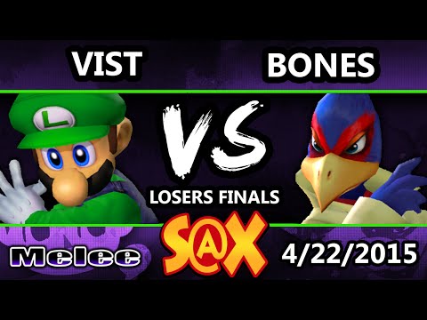 S@X - Vist (Luigi) Vs. Bones (Falco) SSBM Losers Finals - Smash Melee