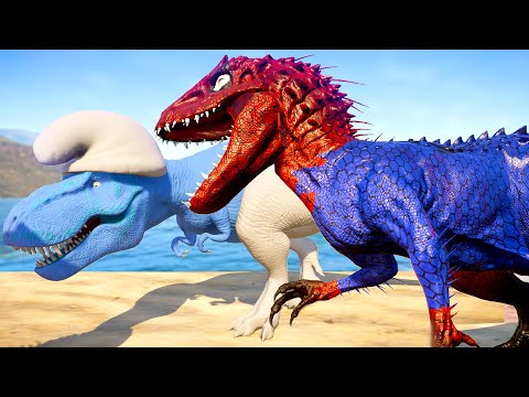 T-REX COLOR PACK vs SPIDERMAN INDOMINUS REX vs VENOM CARNOTAURUS vs SMURF T-REX