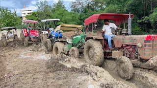 Tractor Power Test in Deep Mud Mahindra Arjun Novo New Holland Eicher 485 John Deere Tractor show