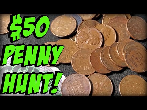 $50 PENNY HUNT! COIN ROLL HUNTING PENNIES!!!