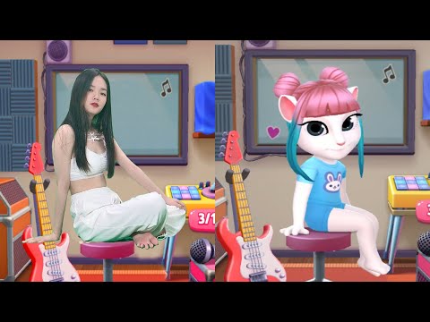 Imitate Angela Playing Exciting Guitar - My Talking Angela 2 In Real Life