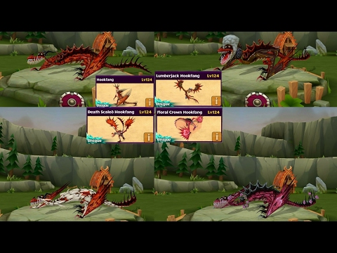 Hookfang+his costumes max level 124||Dragons rise of Berk
