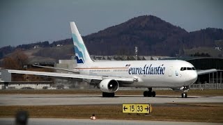 preview picture of video 'FIRST VISIT || EuroAtlantic Boeing 767-3Y0(ER) CS-TFT --- Ankunft am Salzburg Airport (Full HD)'