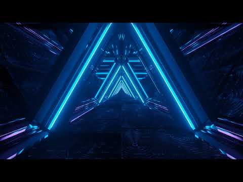 Glowing Blue Neon Reflection Tech Tunnel Corridor Space VJ Loop Background | Moving Background Video