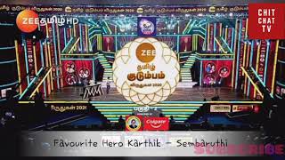 #zee5  #Karthik  Sembaruthi  Favourite hero award 