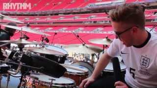 Robbie Williams drummer Karl Brazil shows Rhythm around his stadium tour drum kit