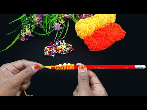 It's so Beautiful !! Super Easy Woolen Flower Making Trick using Pencil - Hand Embroidery Flowers