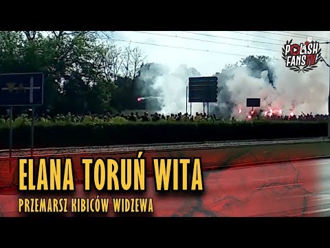 Elana Toruń wita przemarsz kibiców Widzewa (01.09.2018 r.)