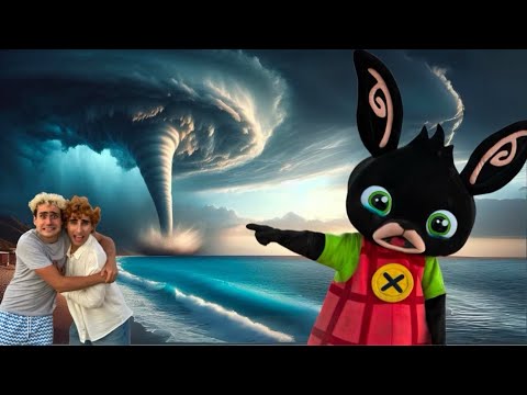SOPRAVVIVIAMO A UN TORNADO SULLA SPIAGGIA CON BING…🌪️😱 *mare agitato*