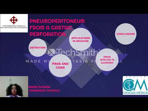 Pneumoperitoneum from a gastric perforation