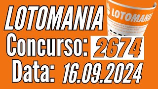 ???? Resultado da Lotomania 2674, Lotomania de hoje, Lotomania 14/09,