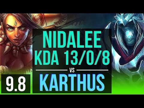 Improve your skill as NIDALEE vs KARTHUS (JUNGLE) | KDA 13/0/8, 500+ games | EUW Master | v9.8