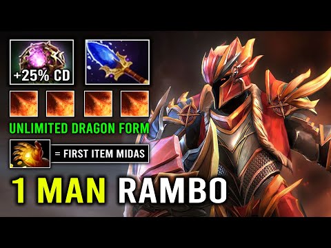 1 MAN RAMBO Giant Black Dragon First Item Midas Infinite Dragon Form Cooldown Dota 2