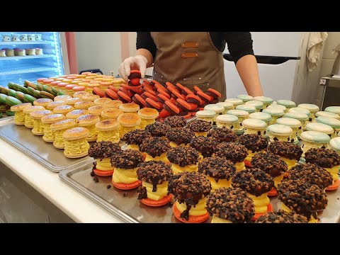 셀럽도 인정한 빵빠레 뚱카롱, 하루 500개 팔린다는 홍대 마카롱 / Make 6 different types of fat macarons - Korean street food