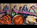 Chicken Roast Makaing Eating In Village Family How To Make Chicken Roast Yummy Chicken Recipe