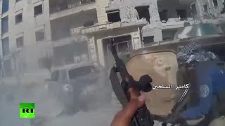 Killed in combat: Al-Nusra militants in chaotic urban warfare in Syria (POV cam footage)