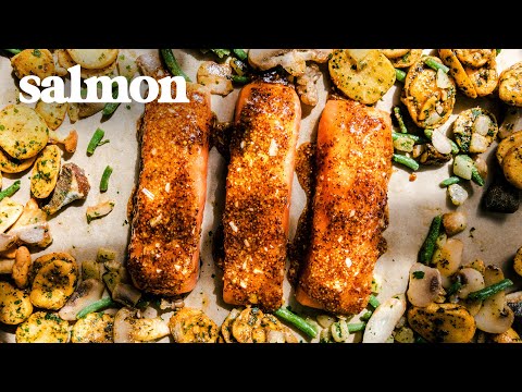 EASY Sheet Pan SALMON Dinner (From FROZEN)