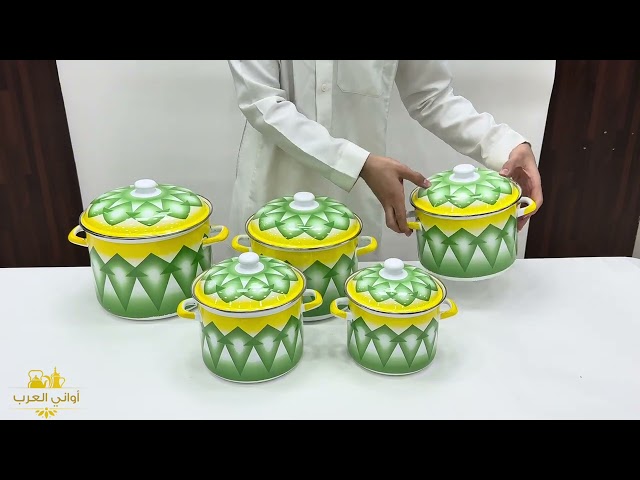 طقم قدر غضار عميق أخضر