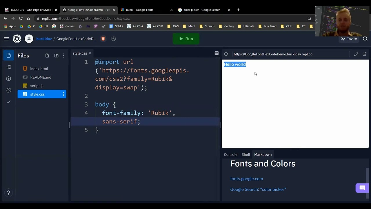 Google Fonts and Hex Colors
