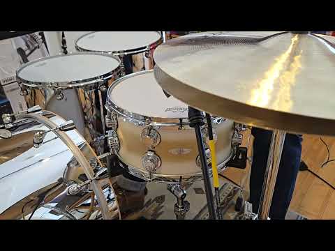 Snares - C&C Drum Co. 7x14 12th & Vine Maple/Poplar "LA Camco" Snare Drum (Antique White/Gold Duco) image 10