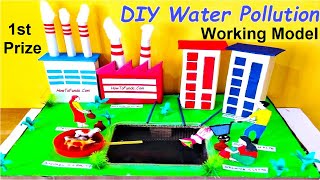 water pollution working model making using cardboard and dc motor
