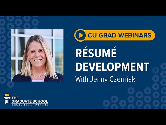Thumbnail for video titled: CU Grad Webinars — Résumé Development With Jenny Czerniak