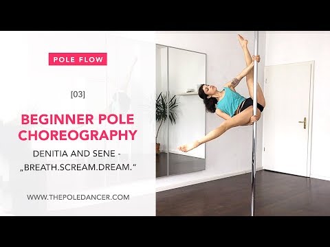 Pole Dance Choreography - Beginner Flow Tutorial (Knee Hook Spins, Slide/Fan Rise, Wrist Seat)