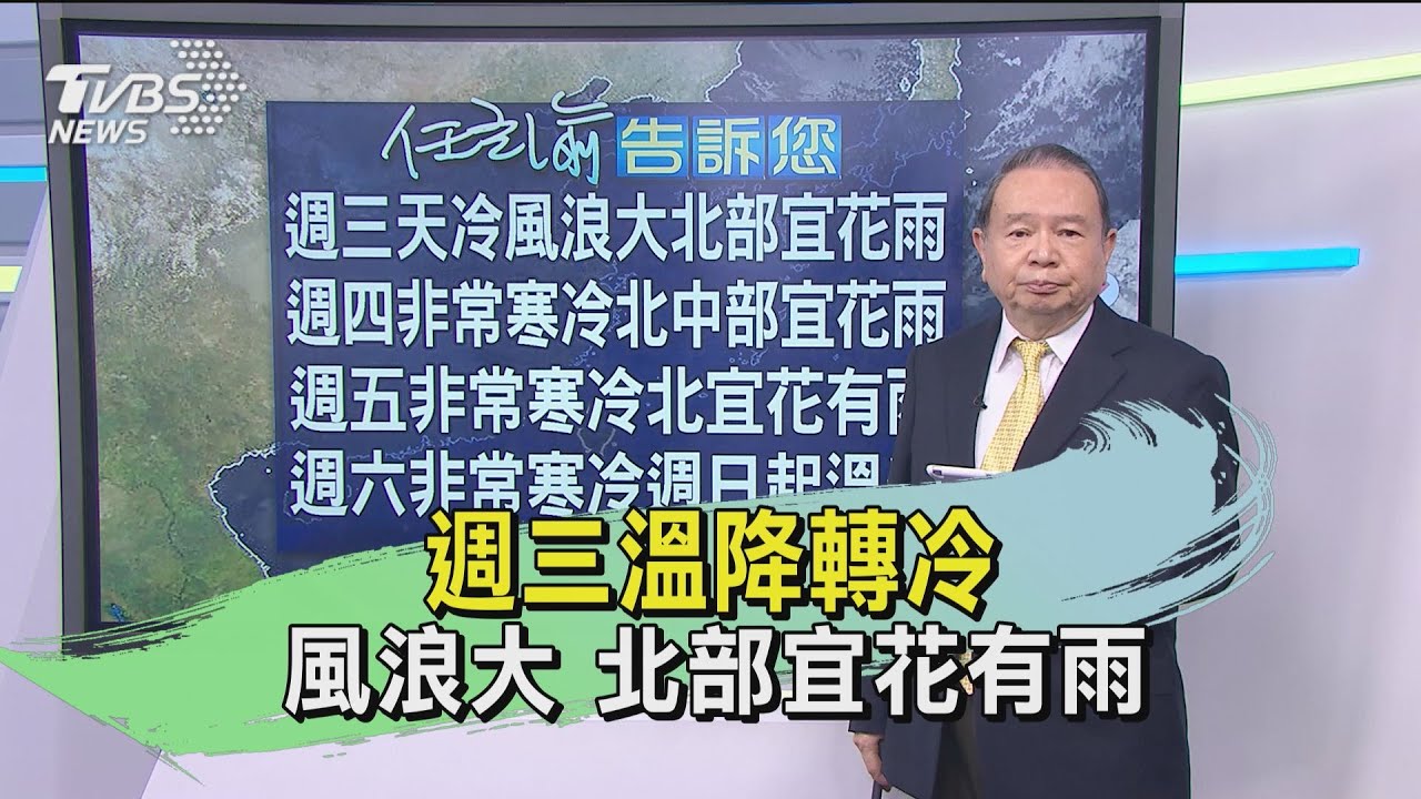 週三溫降轉冷 風浪大 北部宜花有雨