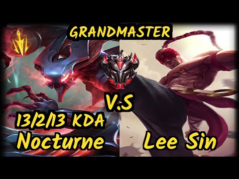 Warden (NOCTURNE) vs LEE SIN - 13/2/13 KDA JUNGLE GAMEPLAY - EUW Ranked GRANDMASTER