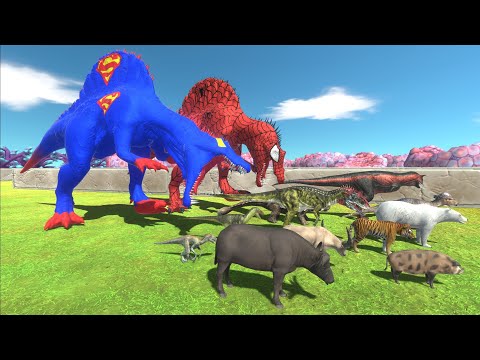 Escape from SUPERMAN & SPIDERMAN SPINOSAURUS - Animal Revolt Battle Simulator