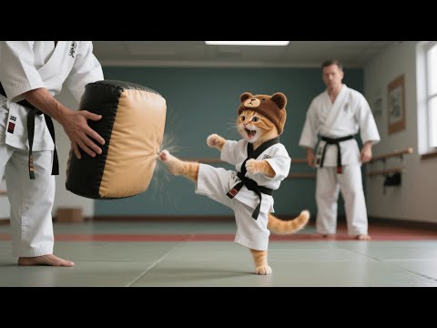 Ginger Kitten and Mama Cat Felt Weak, So They Learned Martial Arts to Build Strength 🐱🥋