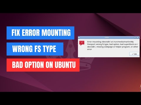 Fix: Error mounting /dev/sda1, wrong fs type, bad option | Ubuntu