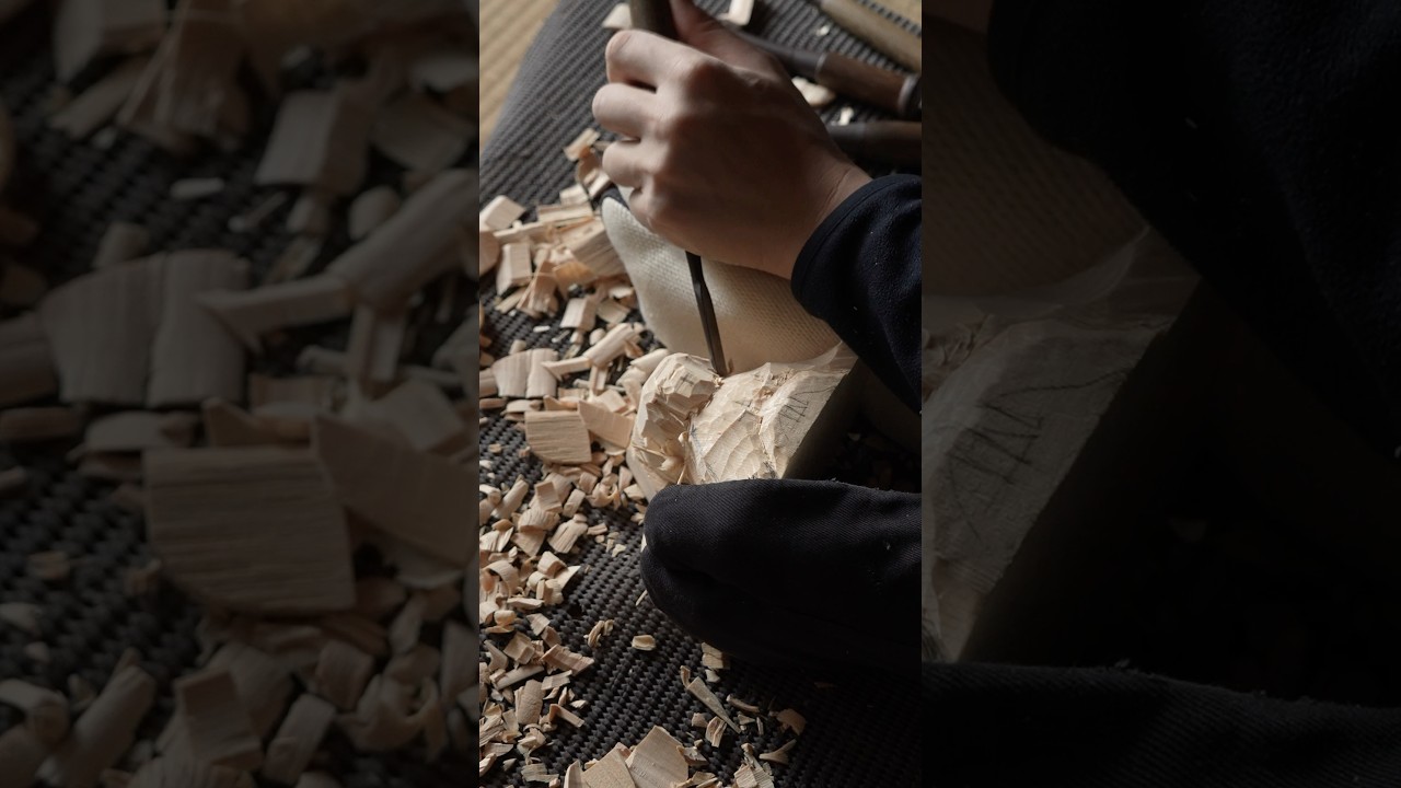 女雛-粗彫り- Rough Carving Japanese Empress Doll #woodcarving #woodworking #japaneseculture #雛人形 #木彫り