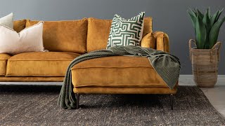 Ottavia 3 Seater Velvet Couch - Aged Mustard