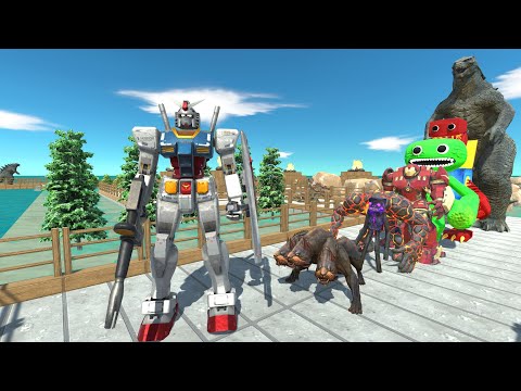 Gundam RX-78 vs Godzilla Classic PYRAMID DEATH RUN - Animal Revolt Battle Simulator