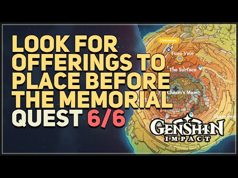 Look for offerings to place before the memorial Genshin Impact