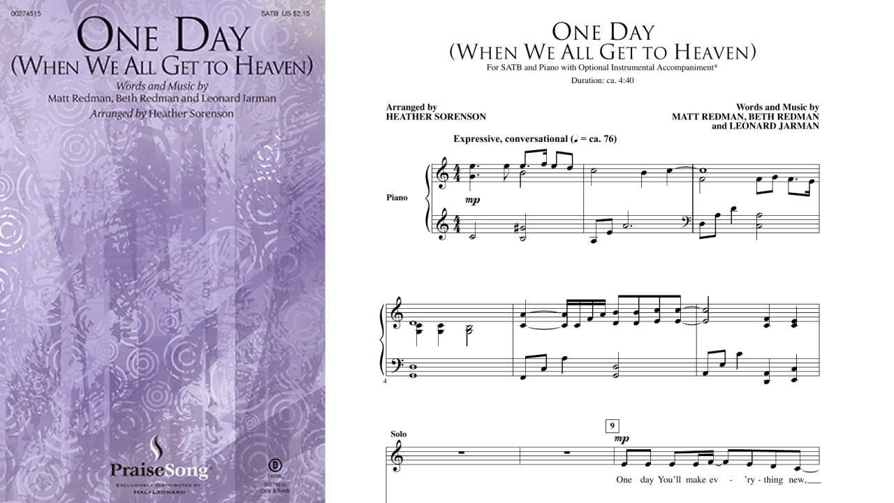 One Day (When We All Get to Heaven) by Matt Redman | SATB Choir | Arr. Heather Sorenson