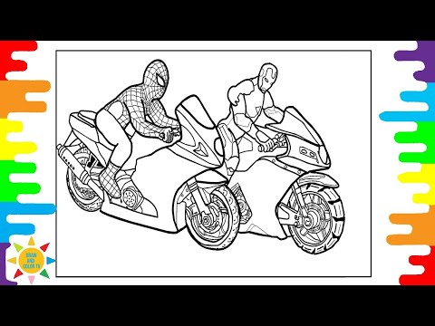 Spiderman and Iron Man on Motorbikes Coloring | Culture Code - Make Me Move (feat. KARRA)