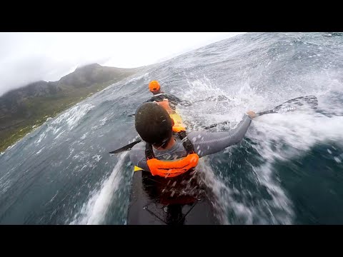 Millers Run Downwind in V8 Double Surfski