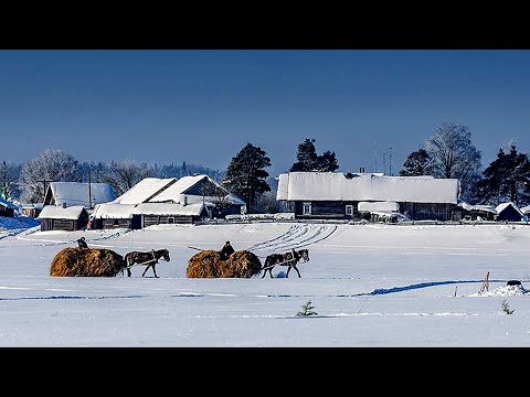 Winter Life in Russian North. Usual life of Village family in North of Russia