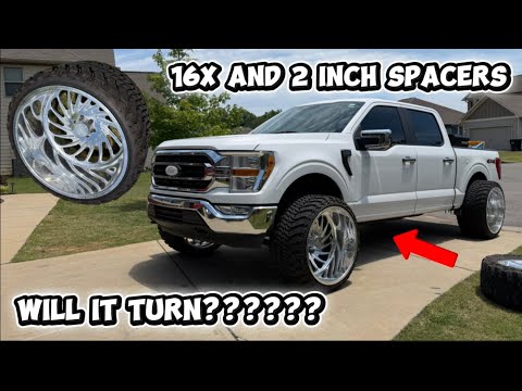 I PUT 16 WIDES AND 2 INCH SPACERS ON A LEVELED TRUCK | will it turn 