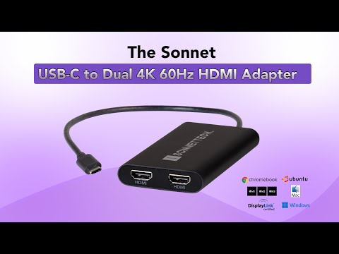 Sonnet USB-C to Dual 4K 60Hz HDMI Adapter