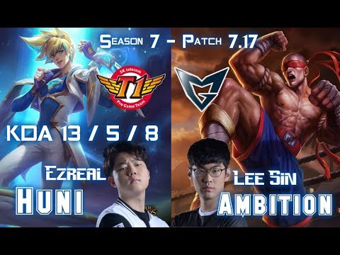 SKT T1 Huni EZREAL vs SSG Ambition LEE SIN Jungle - Patch 7.17 KR Ranked