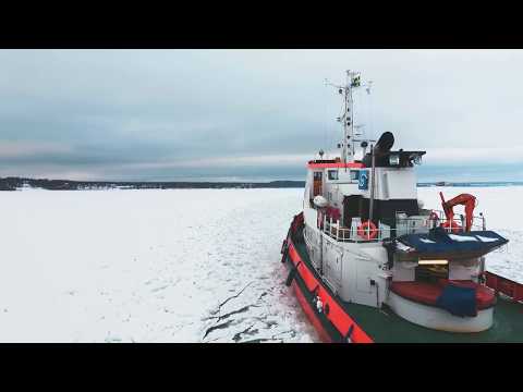 Breaking sea ice near Sundsvall, Sweden