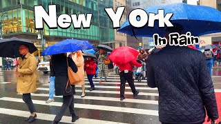 Walking in the rain NEW YORK CITY | NYC walking tour 4K | Holidays in New York