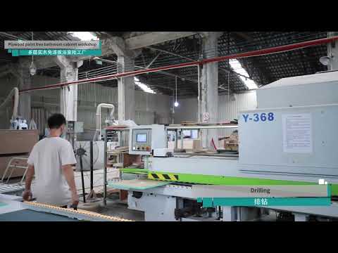 Bathroom vanity production inside China sanitary ware factory