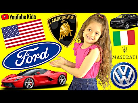 🚗 Car Logos And Names For Kids 🚙 Learning Car Brands with their Country Flags 🚘