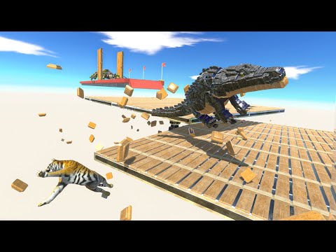 Run and Escape from Rotating Platform Trap - Animal Revolt Battle Simulator
